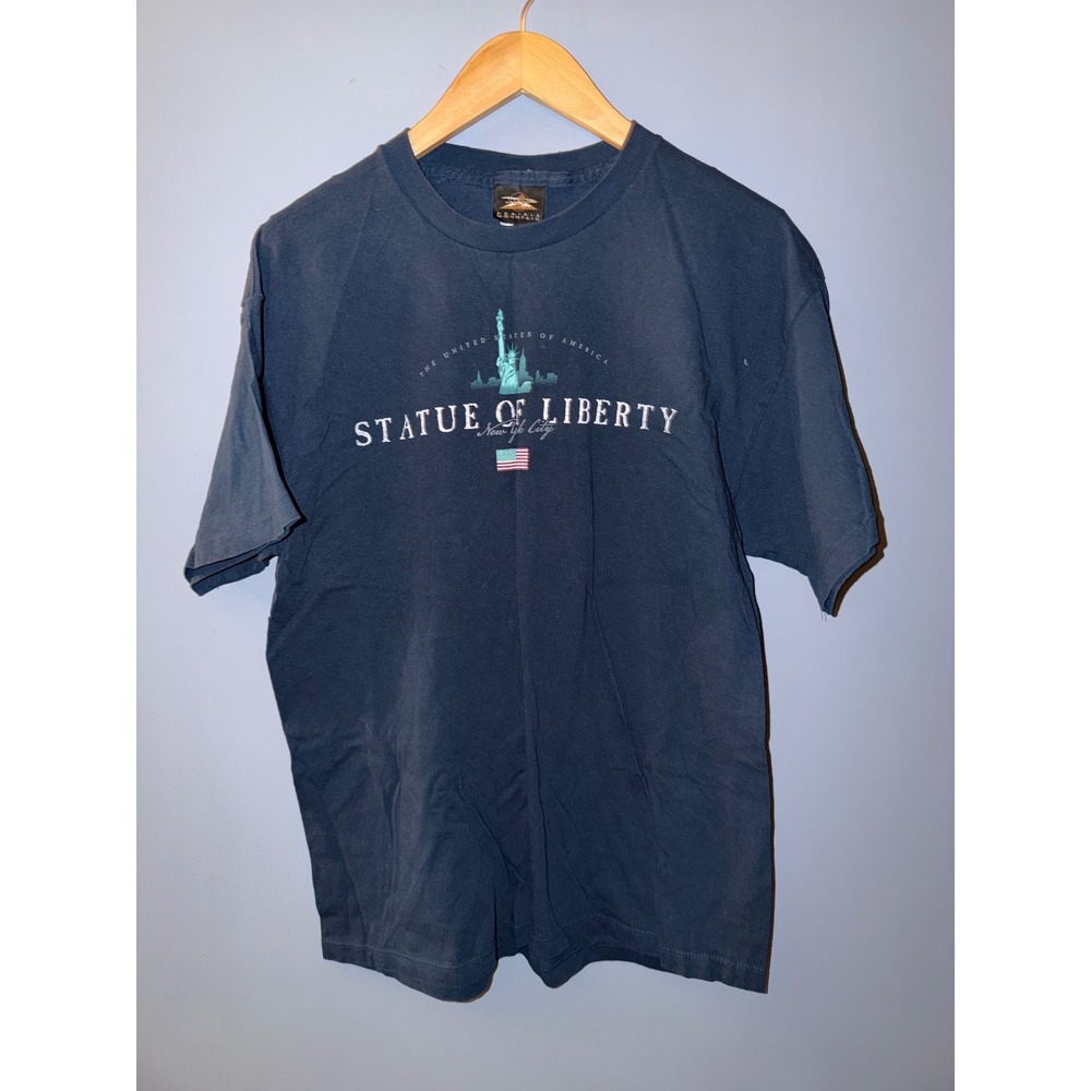 Prairie Mountain Statue of Liberty NYC Navy Blue Graphic T-Shirt Mens‎ Large USA